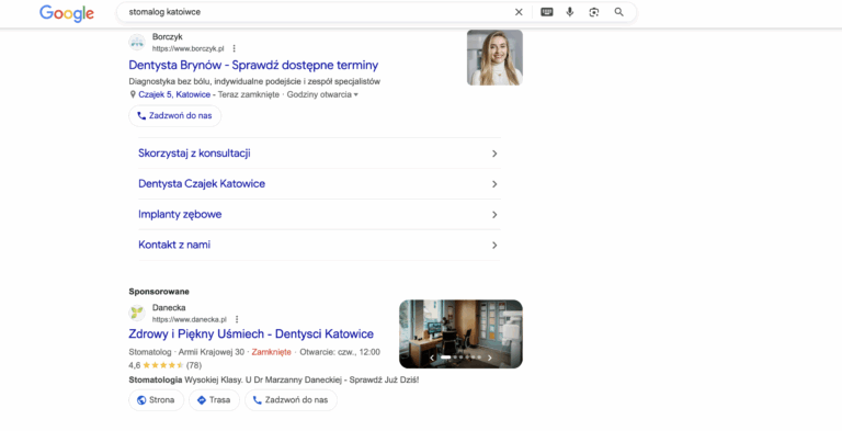 reklama w google stomatolog
